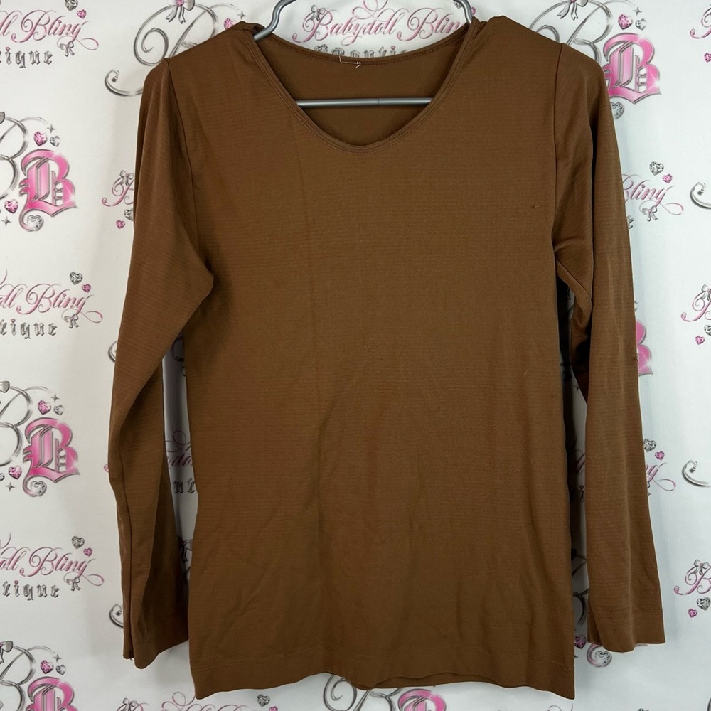 Long sleeve Brown Long Sleeve Women's Top stretchy